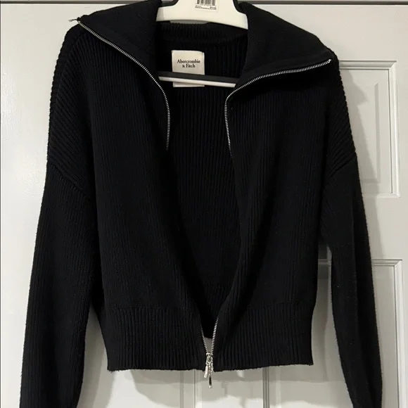 Abercrombie & Fitch A&F Double Zip Cardigan - Black size S - Picture 5 of 9